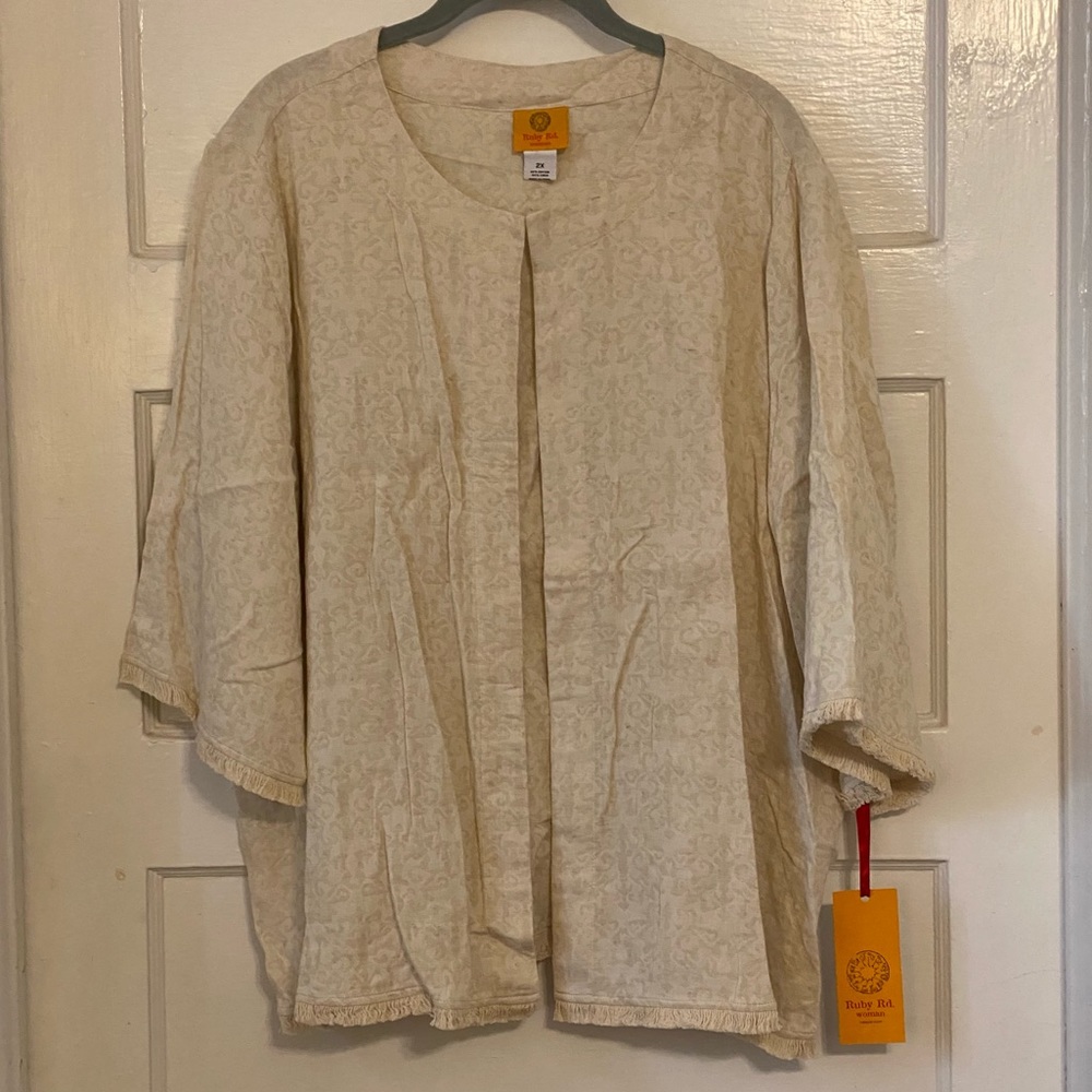 Ruby Rd. 3/4 Sleeve Linen Jacket Size 2X NWT - Picture 4 of 15